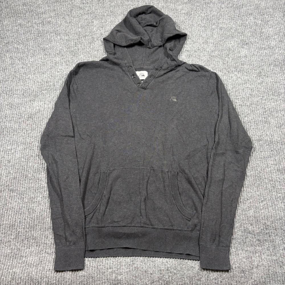 Quiksilver Sweater Womens M Gray Knit Pullover Hoodie 8944